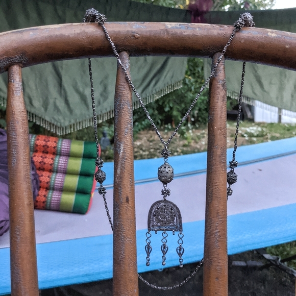 *SOLD* Antique Ladakhi Bedouin filigree amulet pendant ball & bar link necklace - Picture 2 of 10